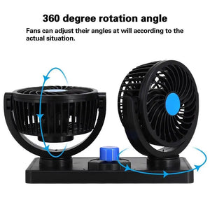 VENTILADOR DOBLE GIRATORIO 360° PARA AUTOS