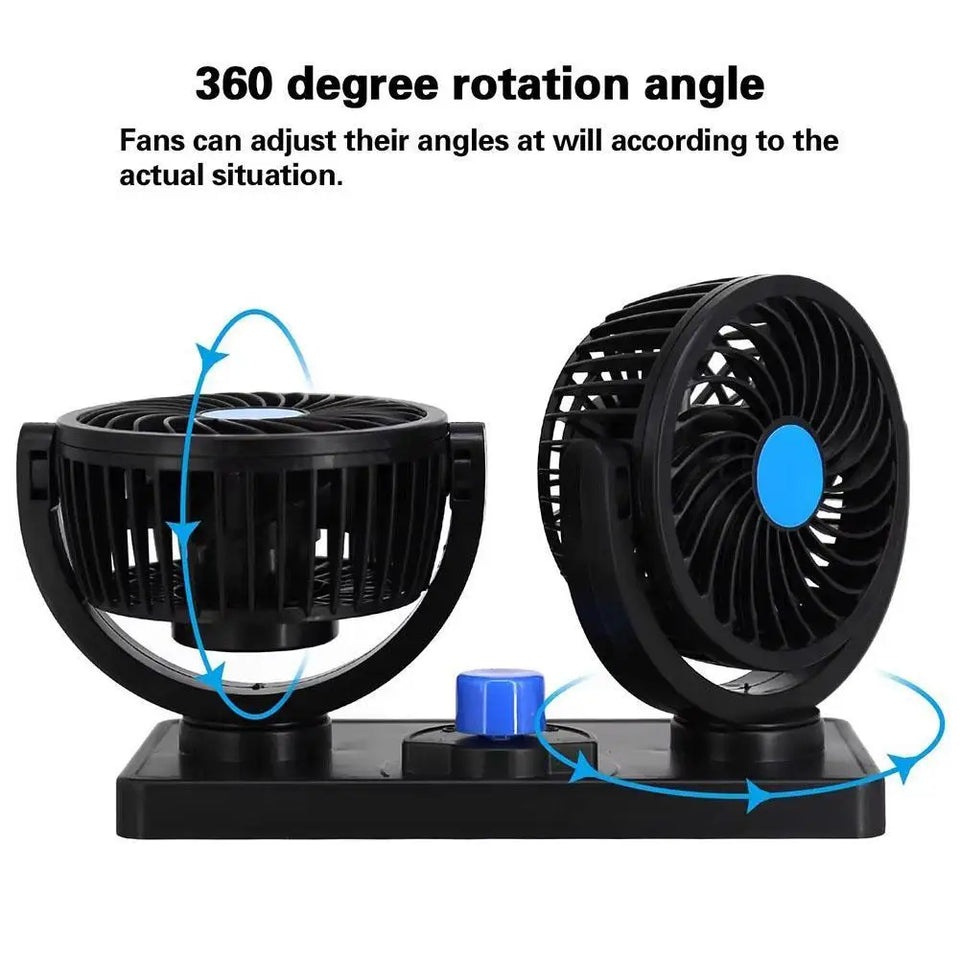 VENTILADOR DOBLE GIRATORIO 360° PARA AUTOS